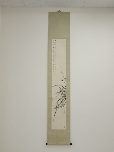 JAPANESE HANGING SCROLL / HAND PAINTED / FLOWER